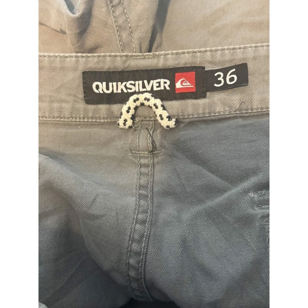 Quiksilver Mens Tan Khaki 100% Cotton Multi Pocket Cargo Shorts Size 36